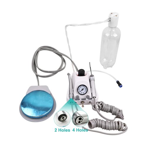 Unit Turbin Gigi Portabel dengan Kompresor Udara, Suntikan 3 Arah, Handpiece 2/4 Lubang, Alat Laboratorium Pemutih Gigi