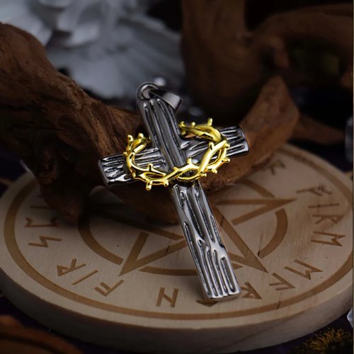 Kalung Perak Vintage Liontin Karangan Duri Hip Hop Mewah