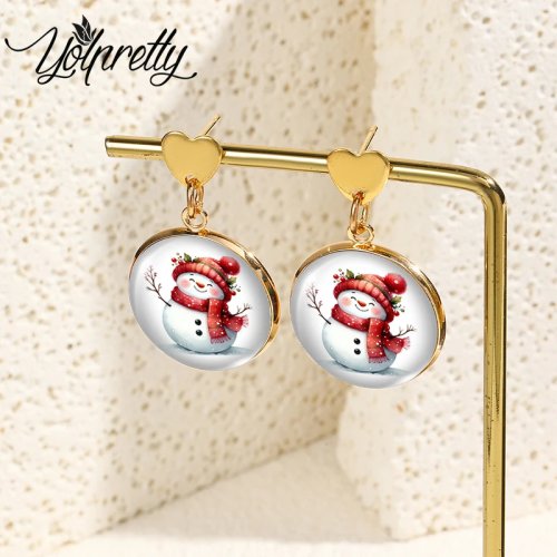 2024 Christmas Santa Claus Glass Stud Earrings – Alloy Earring Gift for Men and Women