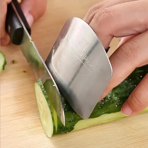 Protetor de dedos em aço inoxidável para cortar, segurança de cozinha imprescindível, proteção anti-corte para fatiar legumes, fácil de limpar e usar