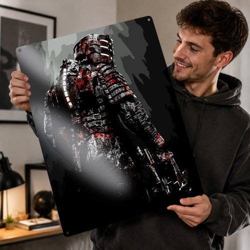 Poster de metal texturado 3D Dead Space Isaac Clarke, placa de lata personalizada para decoração de casa de luxo