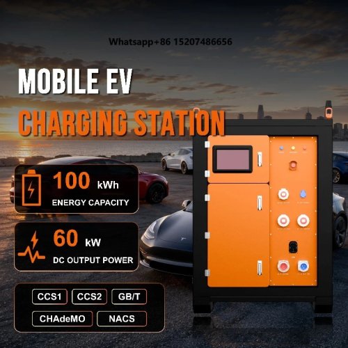 Stasiun Pengisian EV Mobile 100kWh 60kW DC Fast Charge, Sumber Daya Portabel untuk Kendaraan Listrik