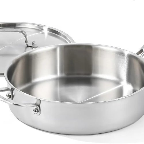 Padella per saltare 5 L, acciaio inox tri-ply
