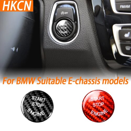 Carbon Fiber Start Stop Knop Afdekking voor BMW E-Chassis Interieur Accessoire Sticker