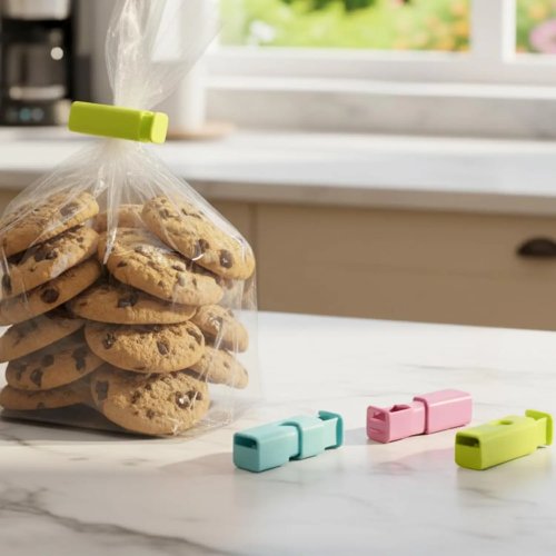 Clip per Sigillare Sacchetti Alimentari - 1 pezzo, Multicolore, Plastica per Alimenti, Ermetico e Anti-Umidità (6,2x1,7cm)