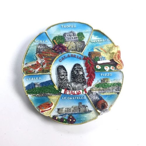 Imán de nevera souvenir de Calabria Italia - Paisaje italiano (imán de disco)