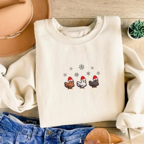 Áo nỉ Giáng Sinh Stardew Valley Gà - Áo dài tay cổ tròn ấm áp cho game thủ thu đông