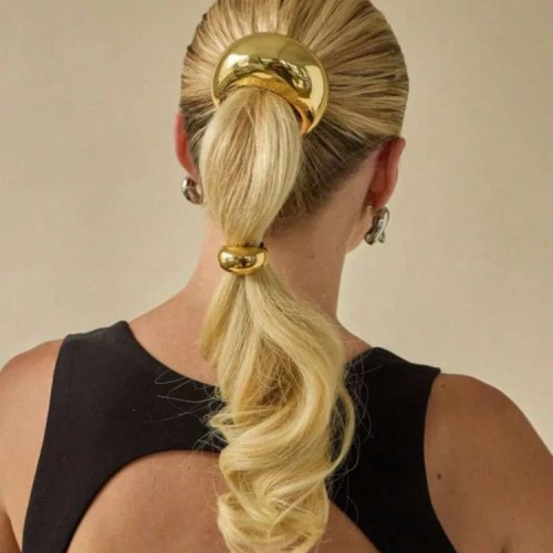 Retro Goldener Metall-Haargummi für Damen – Elegantes Geometrisches Elastisches Handgefertigtes Haarband