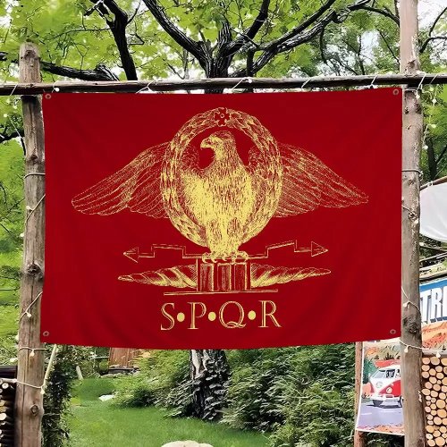 Японський аніме прапор на стіну з римським стягом SPQR - Прикраса для дому