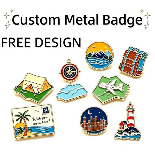 Pin de esmalte personalizado - Viaje al aire libre campamento paisaje esmalte duro decorativo broche recuerdo regalo