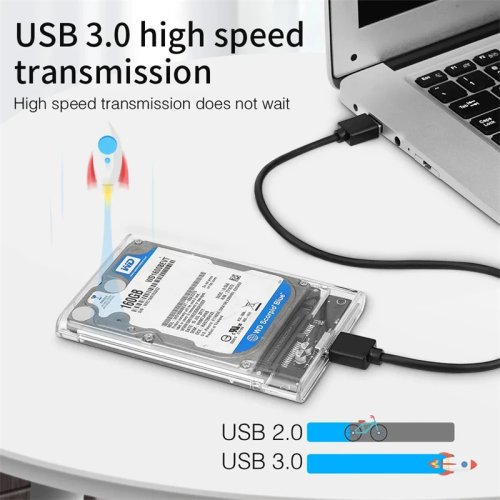 2.5インチ 透明 HDDケース SSD SATA USB 3.0 Type-C ポータブル外付けハードドライブケース 工具不要