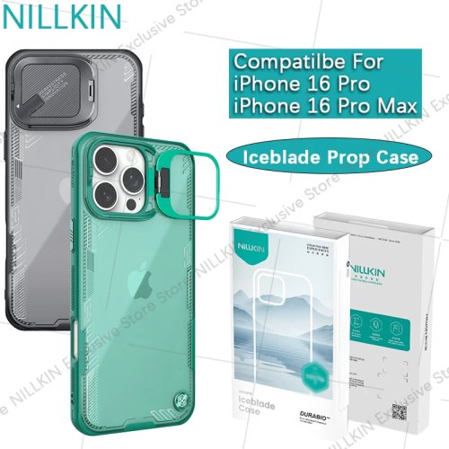 غطاء Nillkin Iceblade لـ iPhone 16 Pro Max / 16 Pro، TPU+PC مقاوم للسقوط مع حماية العدسة وحامل