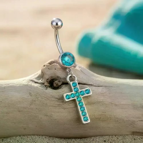 Bauchnabelring mit Kreuz aus Edelstahl für Frauen – Sexy Körperschmuck
