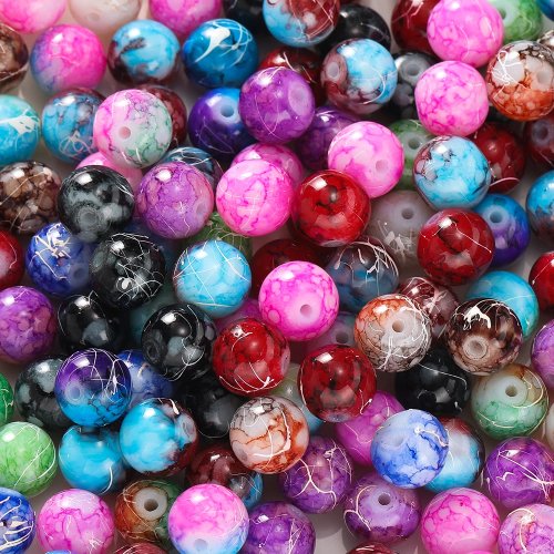 20-100 stuks 4/6/8/10mm Glas Craquelé Ronde Kralen Kleurrijk Patroon Losse Spacer Kralen voor DIY Sieraden maken Armbanden Accessoires