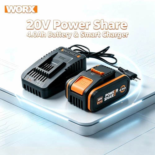 Bộ pin lithium WORX 20V 8.0Ah kèm sạc, bảo vệ an toàn nhiều lớp, tương thích với dụng cụ điện WORX 20V