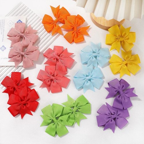 Pinces à cheveux pour bébé fille – Nœuds en ruban 3 pouces, faits main, 2/4/10 pièces