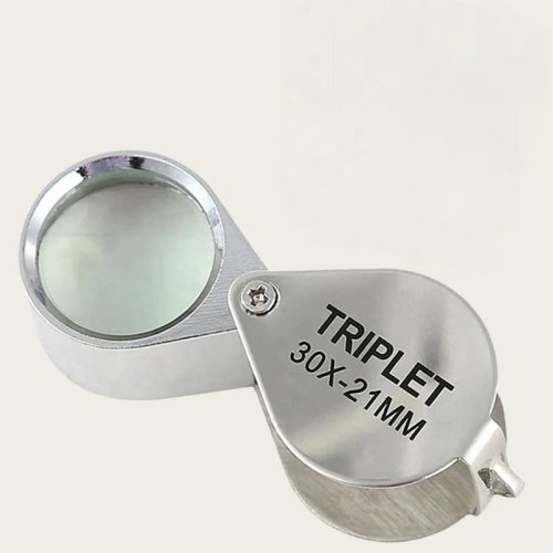 10-30X opvouwbare loep goud/zilver, draagbaar met doos voor sieradenidentificatie en het lezen van kleine lettertjes