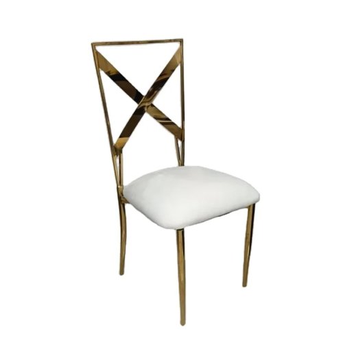 Cross Back Bruiloftsstoelen van roestvrij staal, zilver of goud, voor feesten en diners