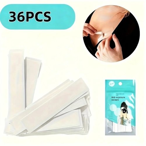 36개입 보이지 않는 양면 테이프 옷용, 브라끈 미끄럼 방지, 피부에 안전한 시크릿 접착 스트립 (1.2/1.8cm x 8.5cm)