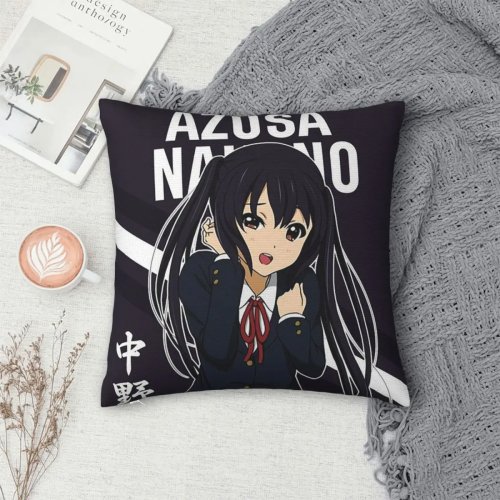 ปลอกหมอนอิงสี่เหลี่ยม Azusa Nakano K-On! - หมอนตกแต่งอนิเมะสำหรับห้องนั่งเล่น