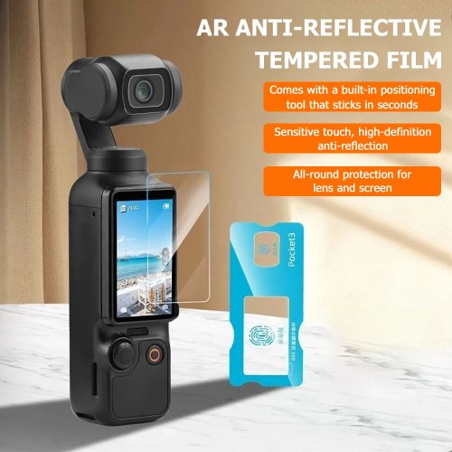 Protetor de Ecrã de Vidro Temperado AR para DJI Osmo Pocket 3, Proteção da Lente da Câmara Frontal e Traseira, HD Transparente