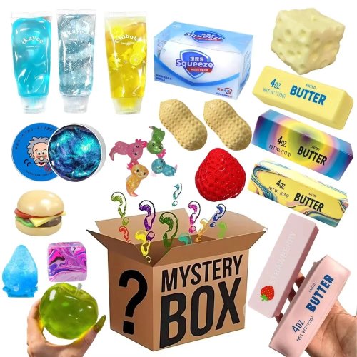 Caixa misteriosa – 1 brinquedo squishy fidget em forma de comida aleatório para aliviar o stress