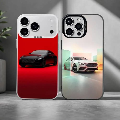 Funda Cupercar CLA para iPhone 17,16,15,14,13,12,11 Plus,Pro Max,XS, plata colorida