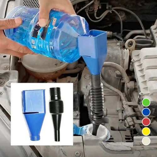 Funil de óleo de motor flexível e dobrável com filtro incorporado para carro e mota