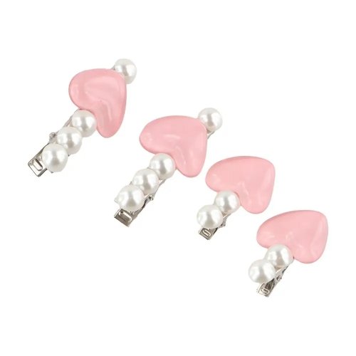 Pinces à cheveux vintage avec cœur et perle, barrettes roses douces pour filles, jolies épingles à cheveux
