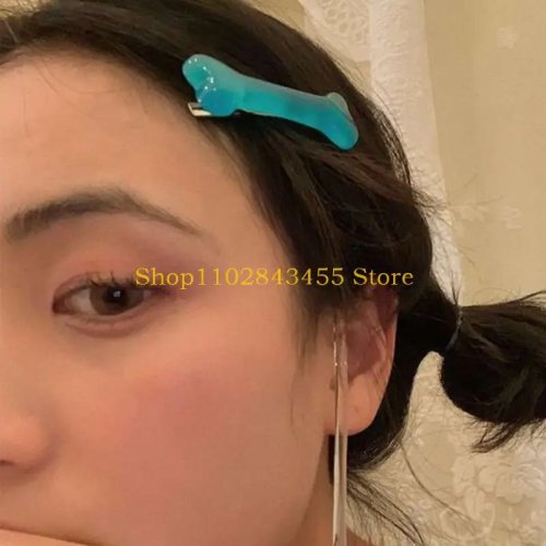 49MC Pinza para el pelo de hueso de perro acrílica para mujeres y niñas, clip lateral, regalo de Halloween