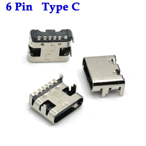 1/20 قطعة موصل USB Type-C أنثى 6 دبوس SMT مقبس SMD DIP للوحات الدوائر المطبوعة DIY شحن بتيار عالي