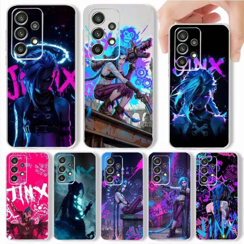 Arcane Loose Cannon Jinx 투명 소프트 케이스 Samsung S25, S24, S21, S22, S23, S30, Ultra, S20, Plus