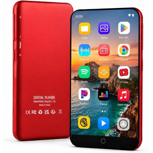 مشغل MP3 بحجم 80 جيجابايت مع بلوتوث وواي فاي ونظام أندرويد وشاشة لمس 4 بوصة ومكبر صوت مدمج وراديو FM ومشغل MP4 للأطفال