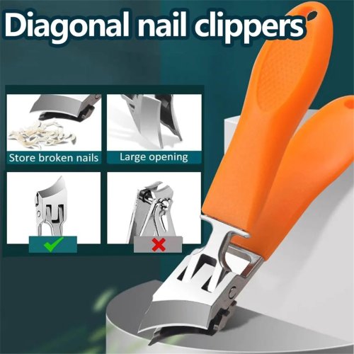 Schuine nagelknipper met brede opening en spatbescherming voor mannen, 2 stuks, ingegroeide nagels