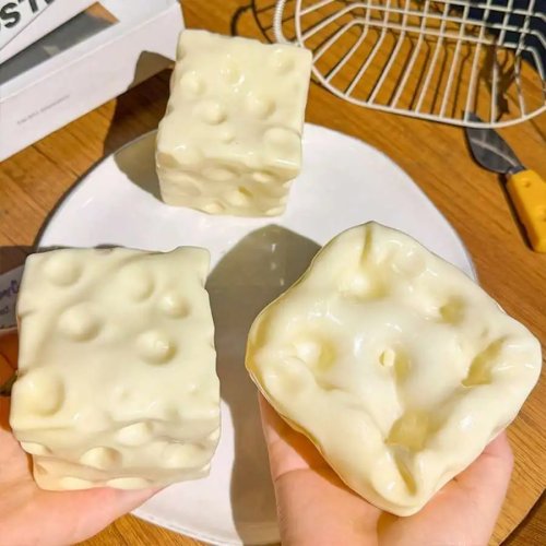 Bloques de queso blanditos – Juguete antiestrés, rebote lento, hecho a mano
