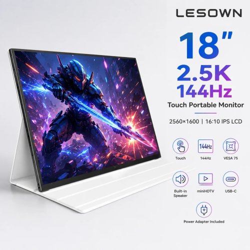 LESOWN 18 Inch Màn Hình Di Động Cảm Ứng 2.5K 144Hz 2560x1600 USB-C Màn Hình Phụ Gaming Cho Laptop