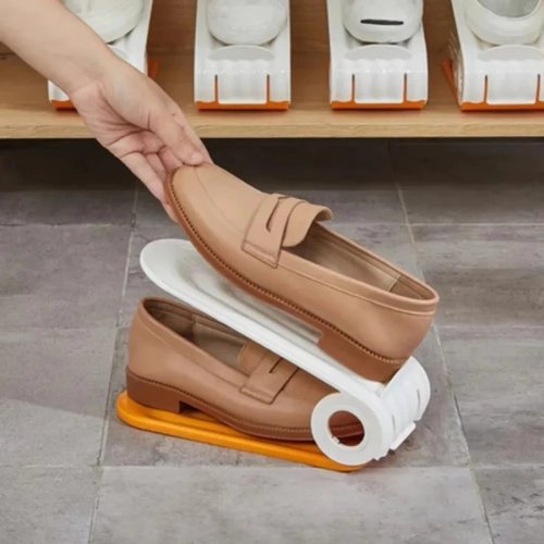 2-Pack Multifunctional Double-Layer Adjustable Shoe Rack - Foldable Space-Saving Shoe Organizer