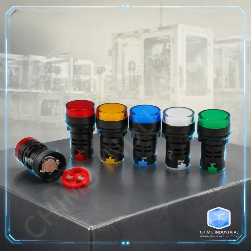 Đèn báo LED CHIMU INDUSTRIAL 22mm - Đỏ, Xanh lá, Vàng, Xanh dương, Trắng - 12V 24V 220V 380V