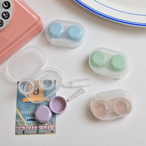 Étui de lentilles de contact mini transparent avec récipient de trempage pour voyage