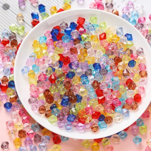 50/100szt Koraliki akrylowe fasetowane mieszane kolory przezroczyste 4/5/8mm do tworzenia biżuterii DIY (bransoletki, naszyjniki)