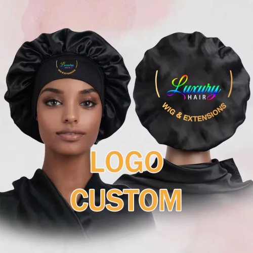 Gorro de Satén para Mujer – Gorro para Dormir Suave y Sedoso, Cuidado del Cabello, Logo Personalizado