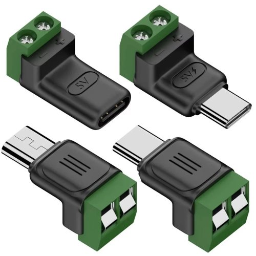 Adapter ładujący USB Type-C/Micro żeński do listwy zaciskowej 2-pinowej, bez lutowania, OTG