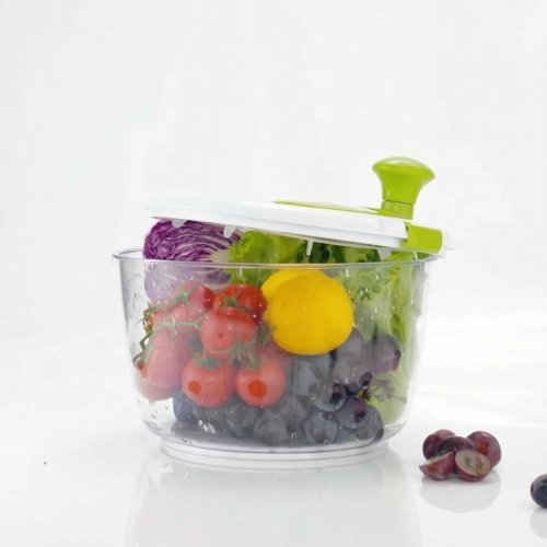 Essoreuse à salade manuelle avec base antidérapante, séchoir à légumes à grande ouverture pour cuisine
