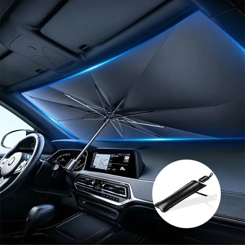 Protector solar para parabrisas de coche, modelo paraguas, escudo de calor