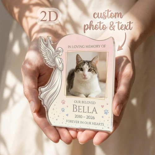 Targa commemorativa in acrilico con angelo per animale domestico personalizzata, ornamenti da scrivania, ricordo per cane gatto, esposizione su ripiano