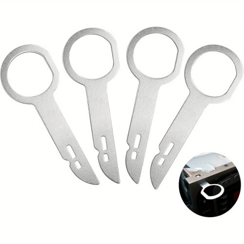 Kit de 4 Outils pour Retirer la Radio, Clés d'Extraction pour Autoradio Compatible VW Audi Ford Mercedes Benz Skoda