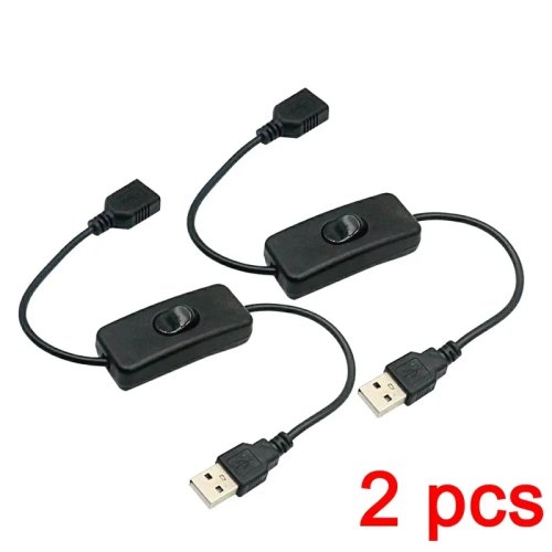 2 uds. Cable USB 2.0 con Interruptor ON/OFF, Extensor USB A Macho a Hembra para Lámpara LED, Ventilador, Lámpara de Escritorio, Auriculares