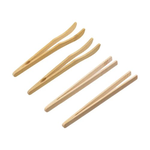 Pinze in bambù per insalata, pane, frutta e tè, resistenti al calore, riutilizzabili, portatili