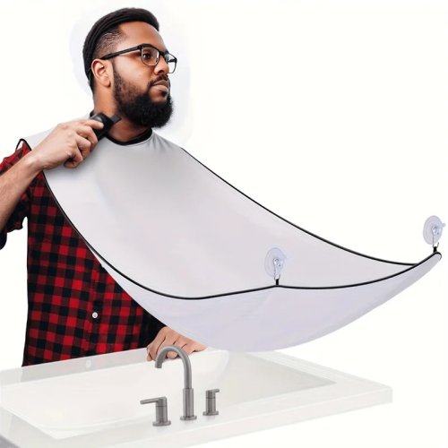 Babero para afeitar barba de hombre, capa para cortar pelo con correa ajustable, tela antiestática y suave, delantal de barbero transpirable, evita que el cabello caiga en la ropa