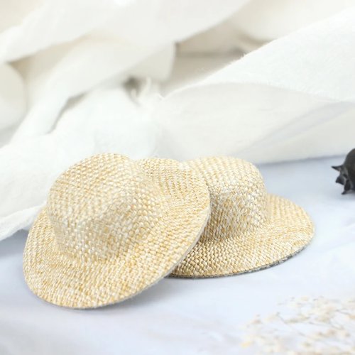 2Pcs Miniature Straw Hats for Dollhouse, Handwoven Dollhouse Ornaments